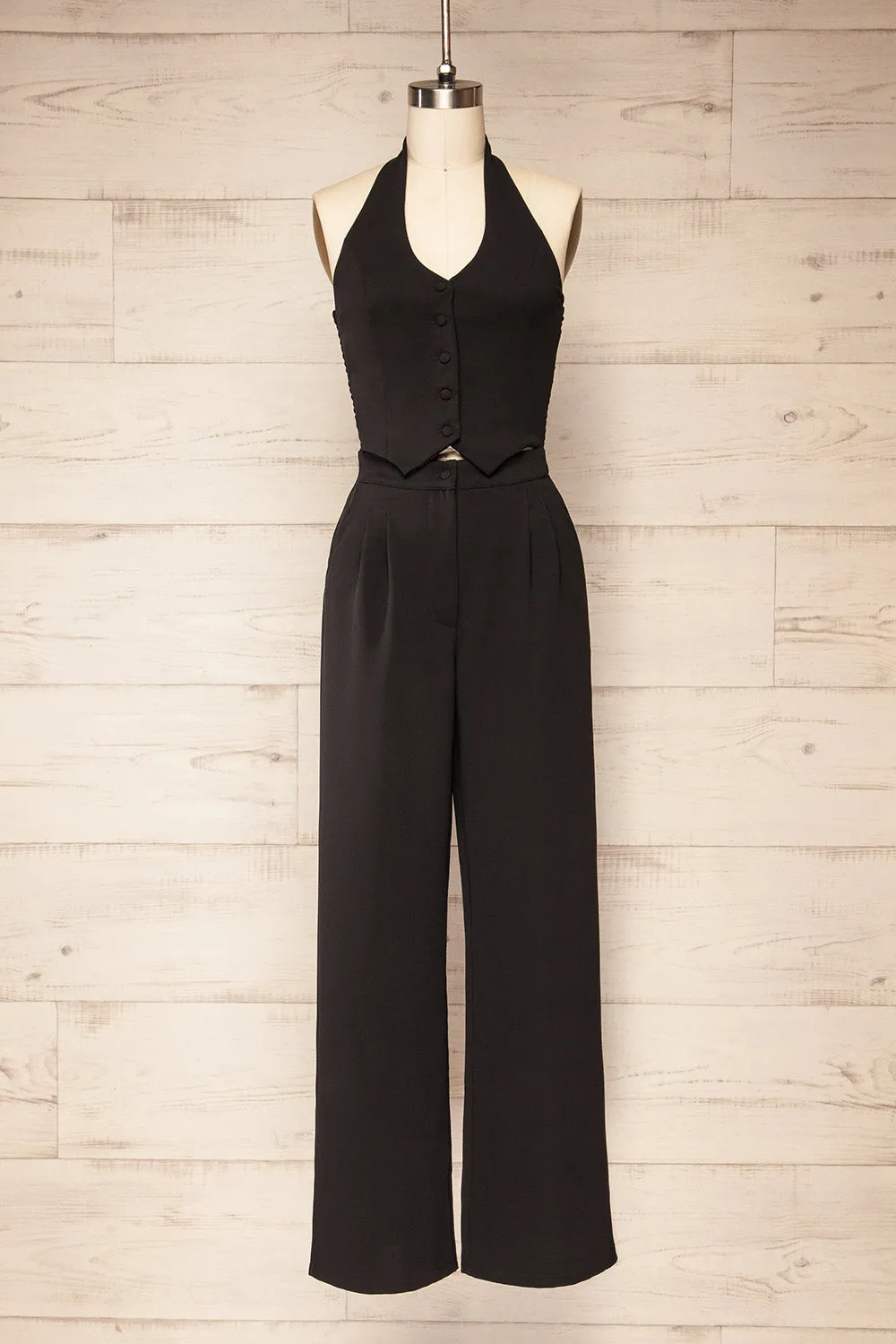 Ramses Black | Jumpsuit w/ Halter-Neck Vest Top
