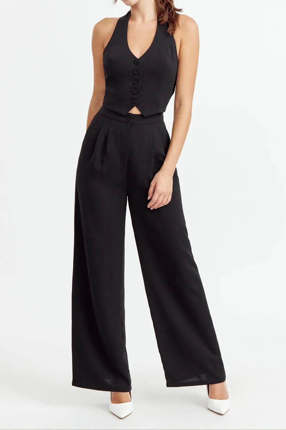 Ramses Black | Jumpsuit w/ Halter-Neck Vest Top