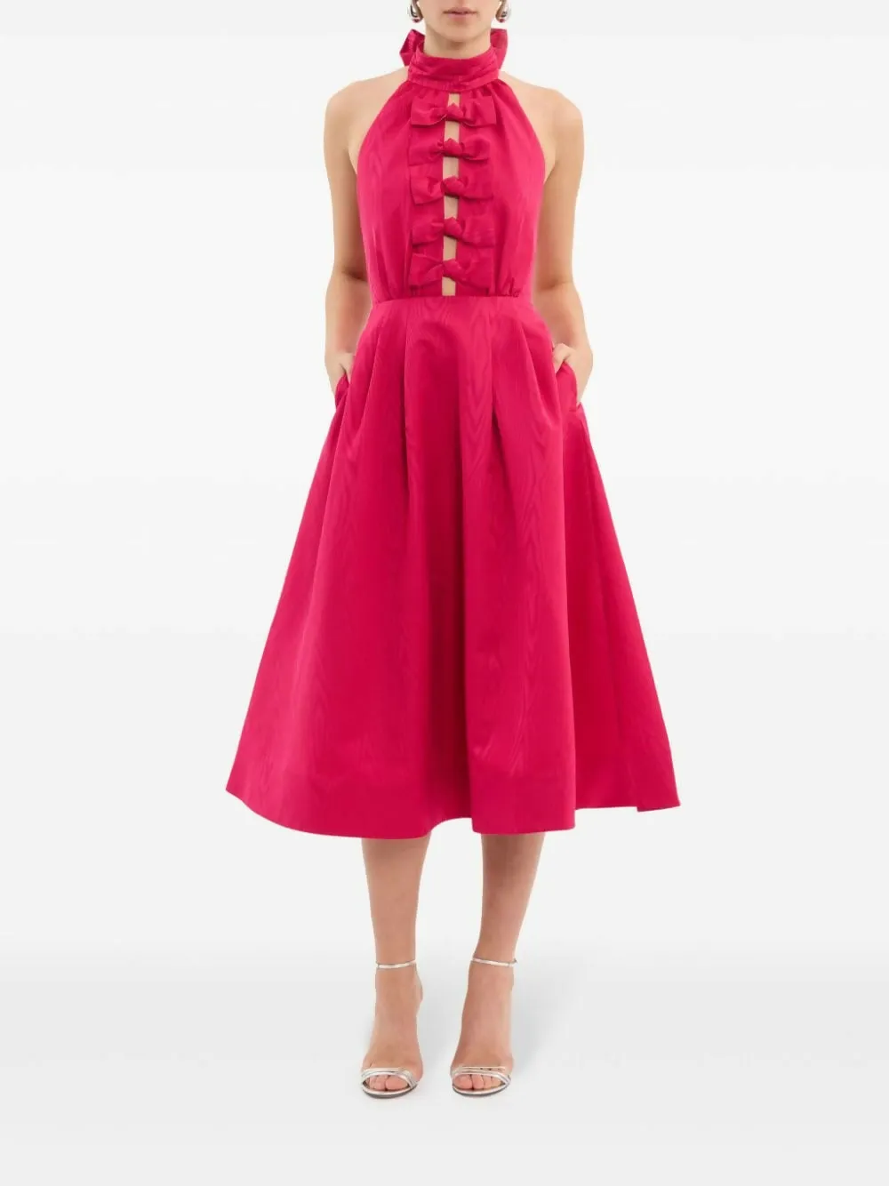 Rebecca Vallance Tahlia Halterneck Midi Dress Pink Size 8 & 10