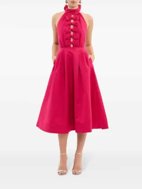 Rebecca Vallance Tahlia Halterneck Midi Dress Pink Size 8 & 10