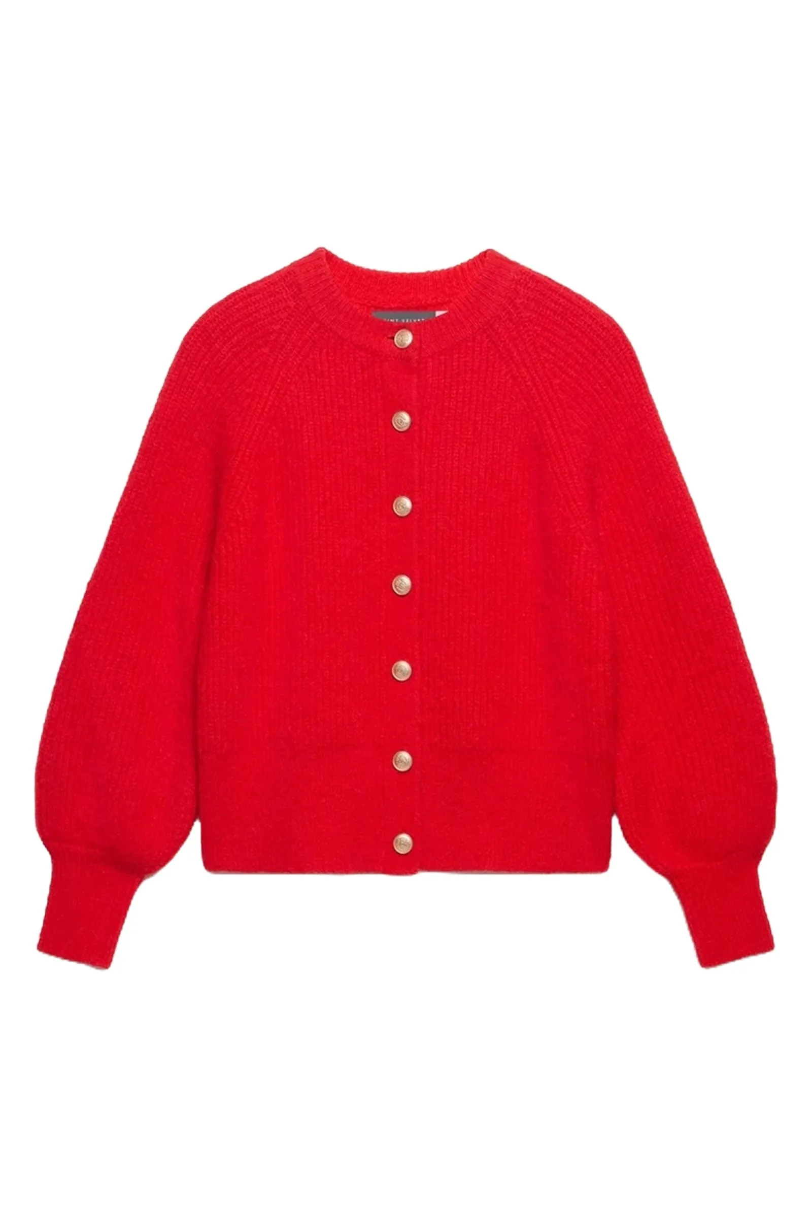 Red Knitted Wool Blend Cardigan