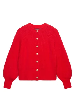 Red Knitted Wool Blend Cardigan