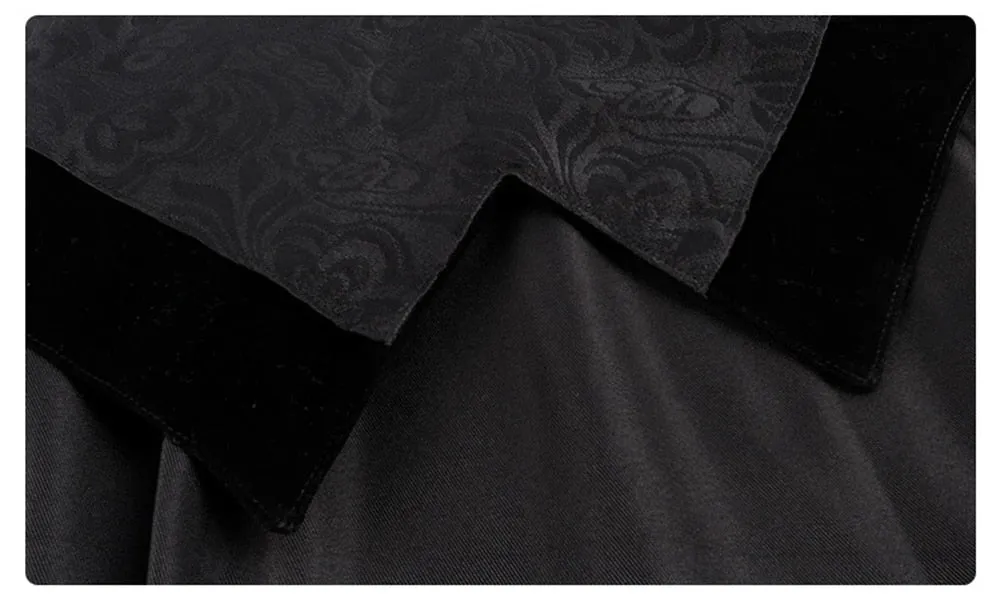 Red or Black Floor Length High Collar Cape