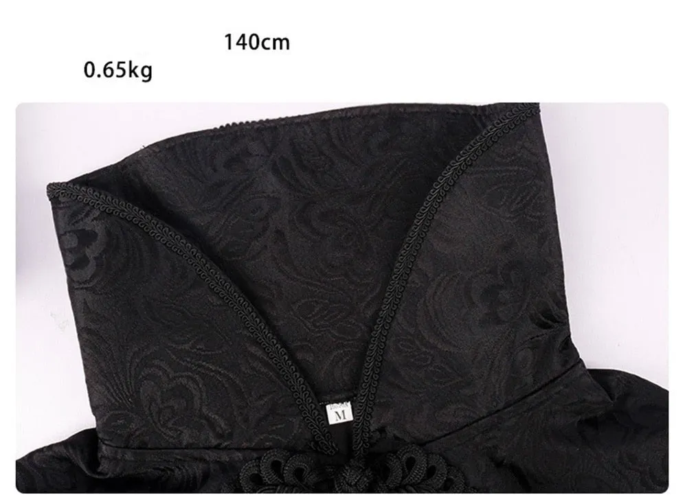 Red or Black Floor Length High Collar Cape