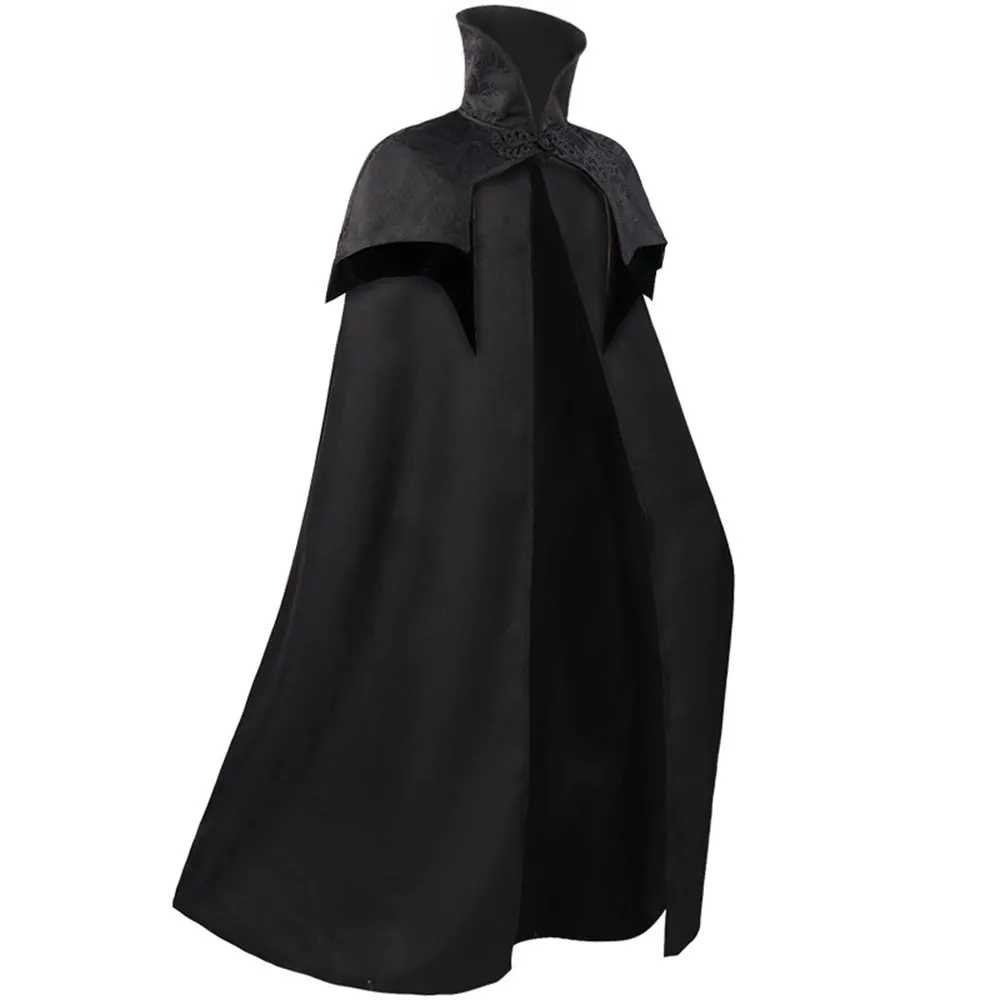 Red or Black Floor Length High Collar Cape