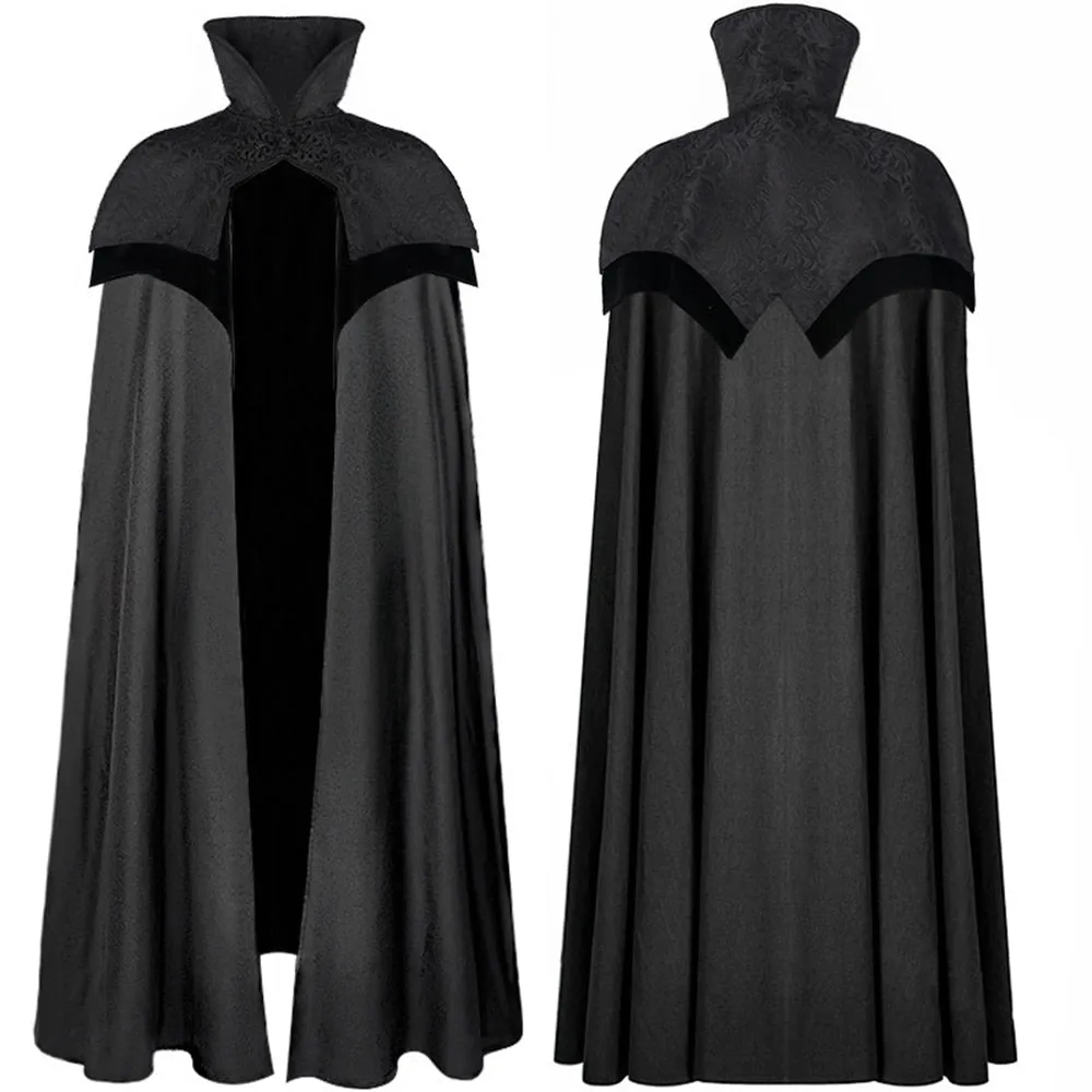 Red or Black Floor Length High Collar Cape