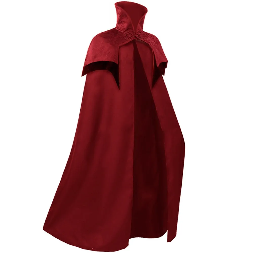 Red or Black Floor Length High Collar Cape