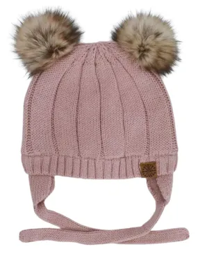 Rose Double Pom Pom Knit Hat