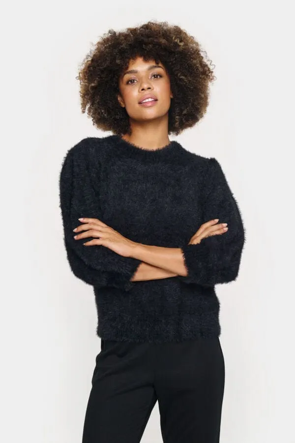 Saint Tropez Fluffy Short Jumper Black