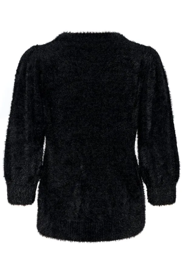 Saint Tropez Fluffy Short Jumper Black