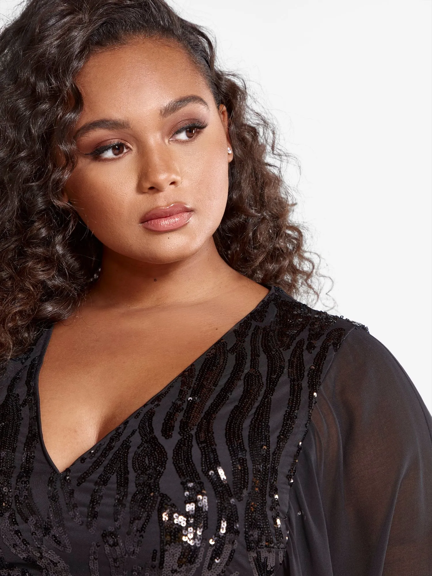 Samara Sequin Dress with Mesh Sleeves
