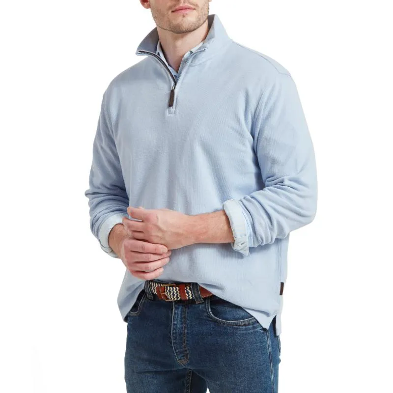 Schoffel Kingsbridge Cotton French Rib 1/4 Zip Mens Jumper - Pale Blue