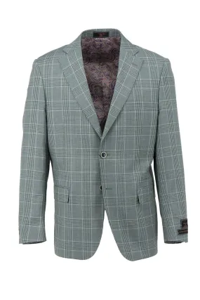 Seafoam Green with Windowpane Dolcetto Modern Fit, Pure Wool Jacket by Tiglio Luxe