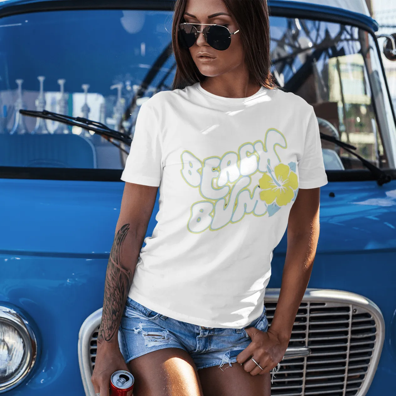 Seasonal T-shirt Beach Bum 100% Cotton Short Sleeve Crew Neck Top
