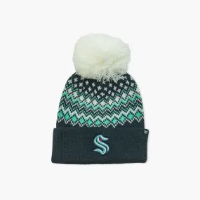 Seattle Kraken Navy Elsa Women's Cuff Pom Beanie