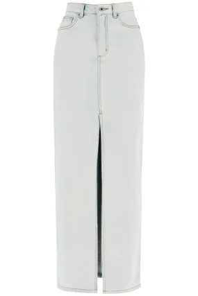 Self Portrait Maxi Denim Skirt In Seven