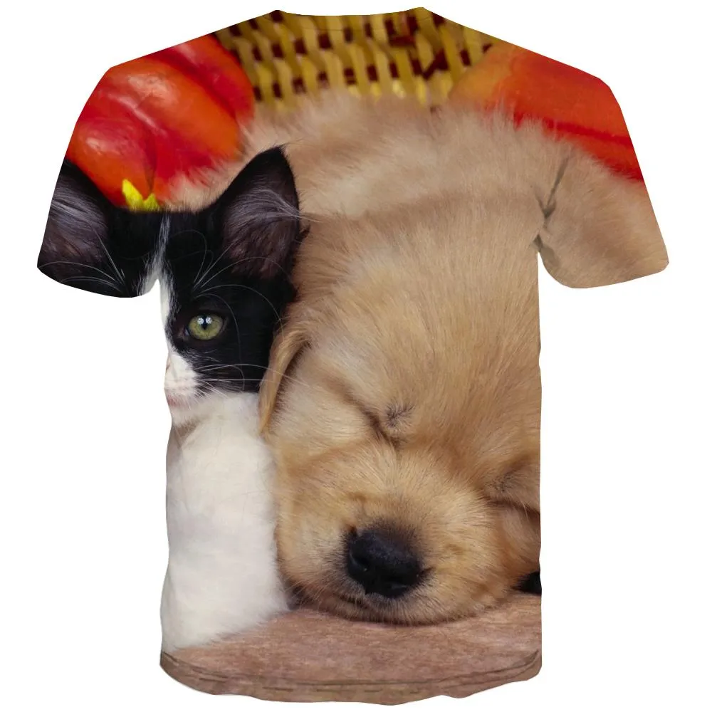 shirt animaldocile pets Print clothesart costume Cool men cat and dog