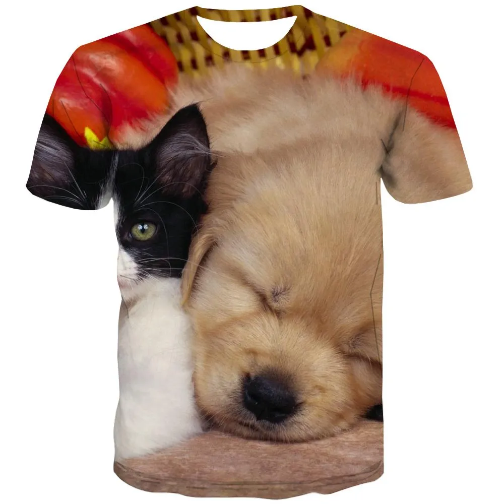 shirt animaldocile pets Print clothesart costume Cool men cat and dog