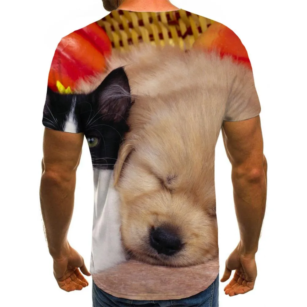 shirt animaldocile pets Print clothesart costume Cool men cat and dog