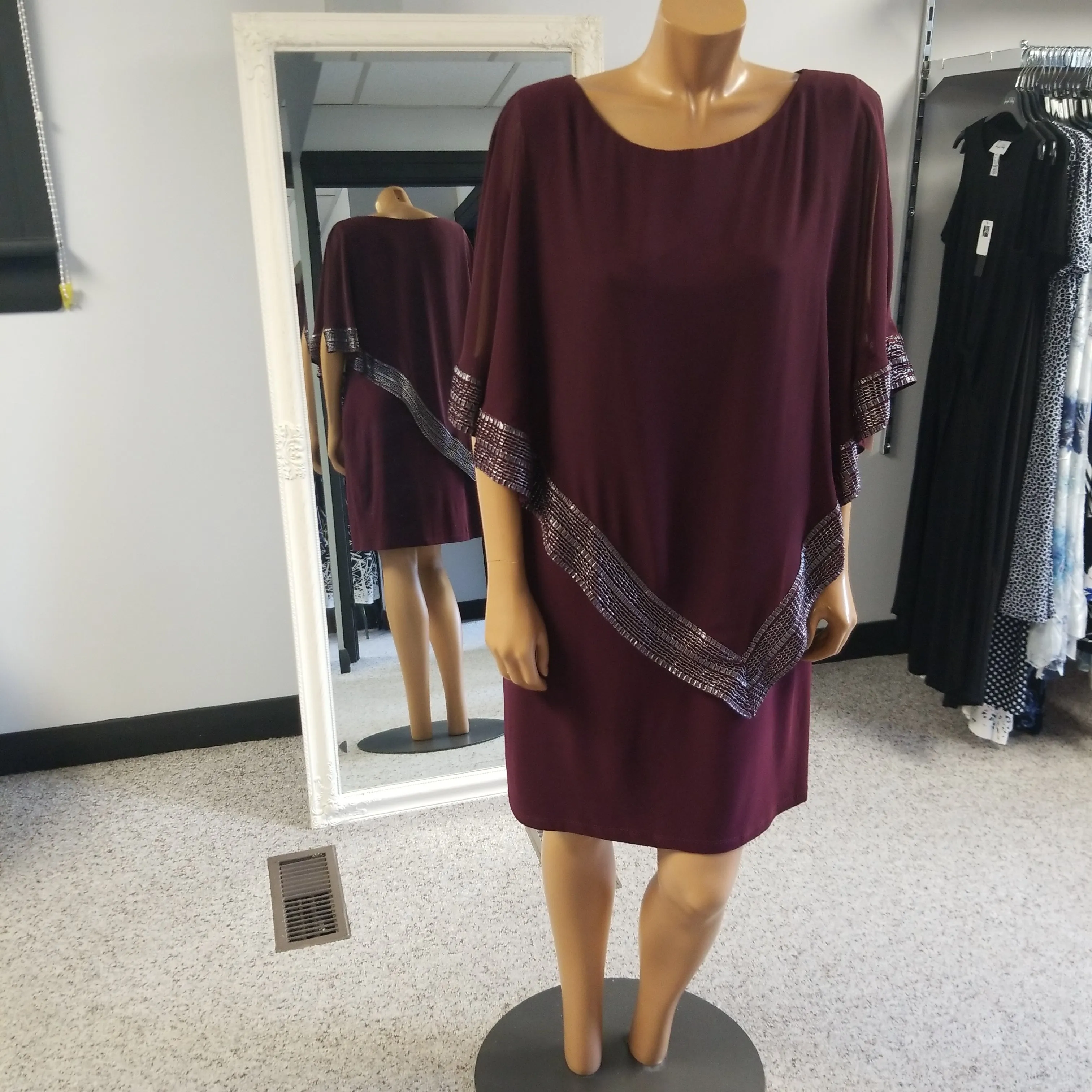 SLNY Sleeveless Shift Dress with Matching Cape