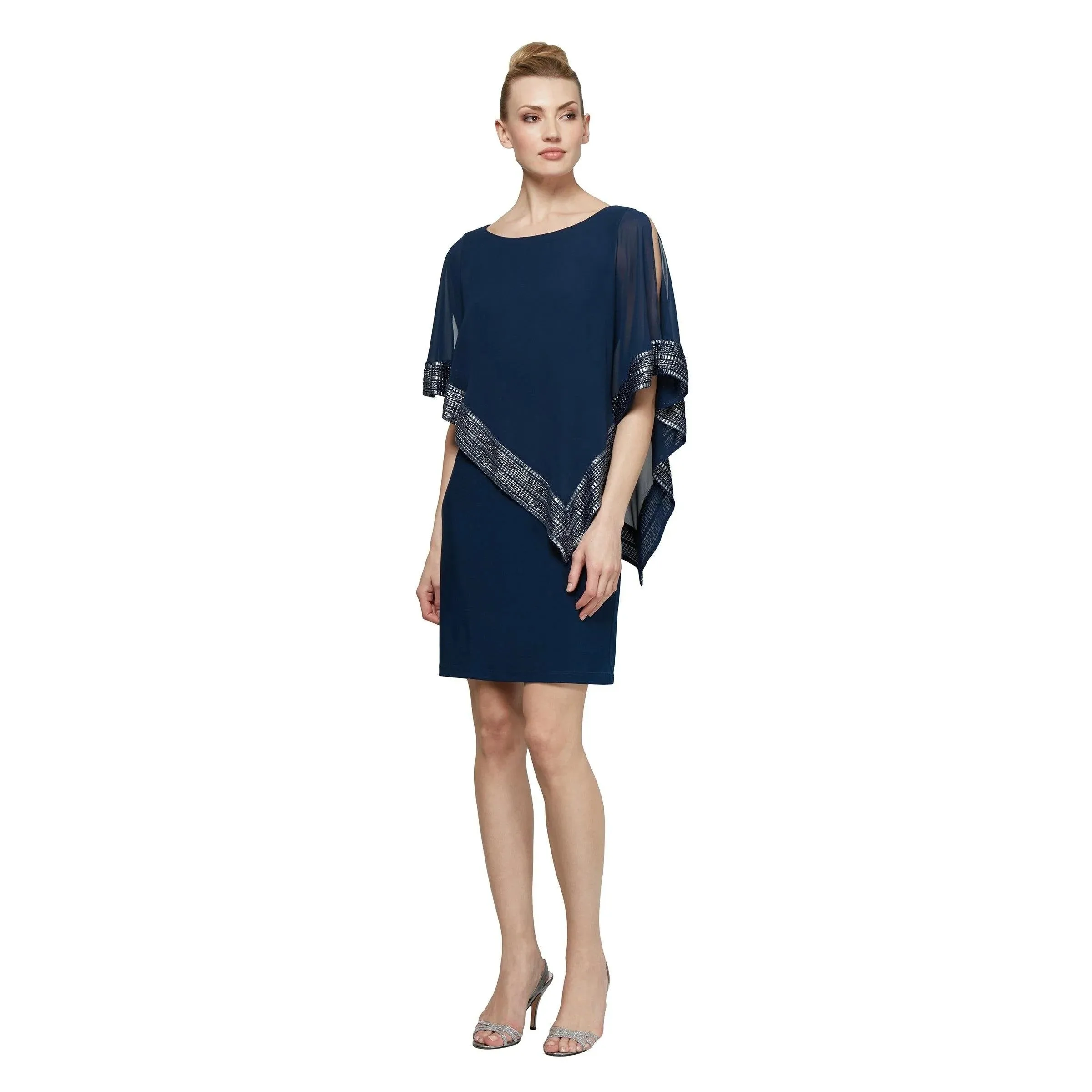SLNY Sleeveless Shift Dress with Matching Cape