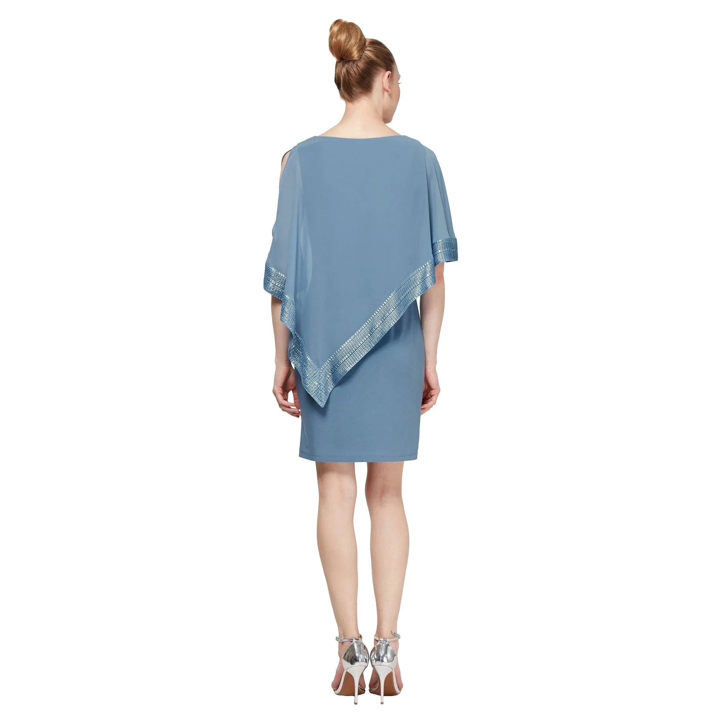 SLNY Sleeveless Shift Dress with Matching Cape