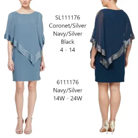SLNY Sleeveless Shift Dress with Matching Cape