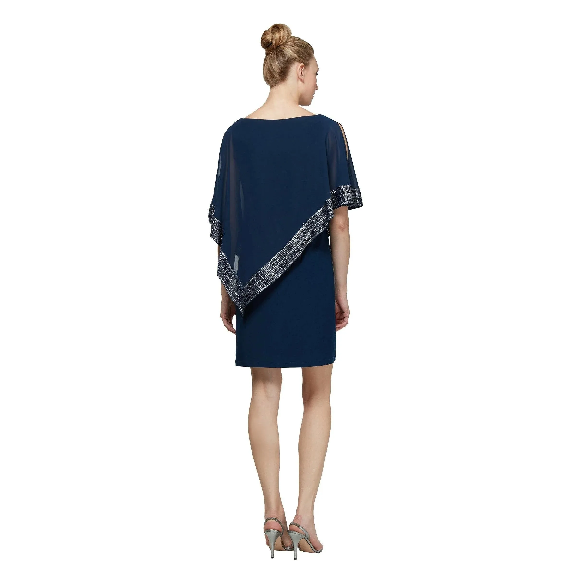 SLNY Sleeveless Shift Dress with Matching Cape