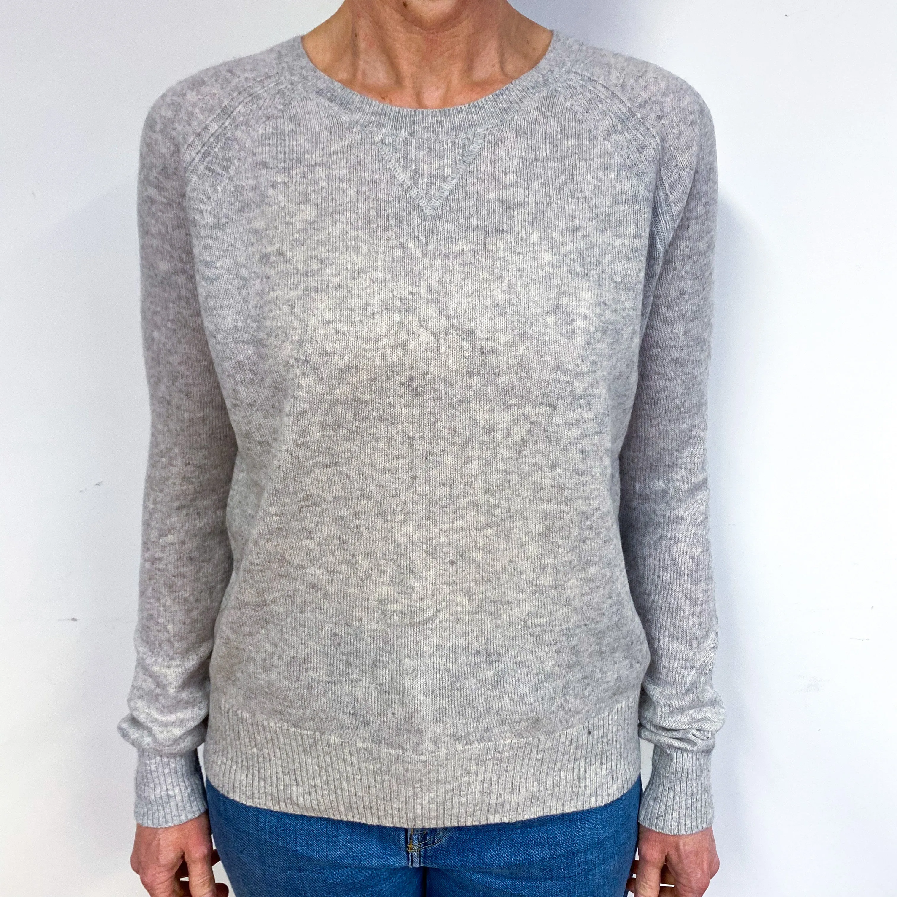 Soft Grey Cashmere Crew Neck Jumper Medium