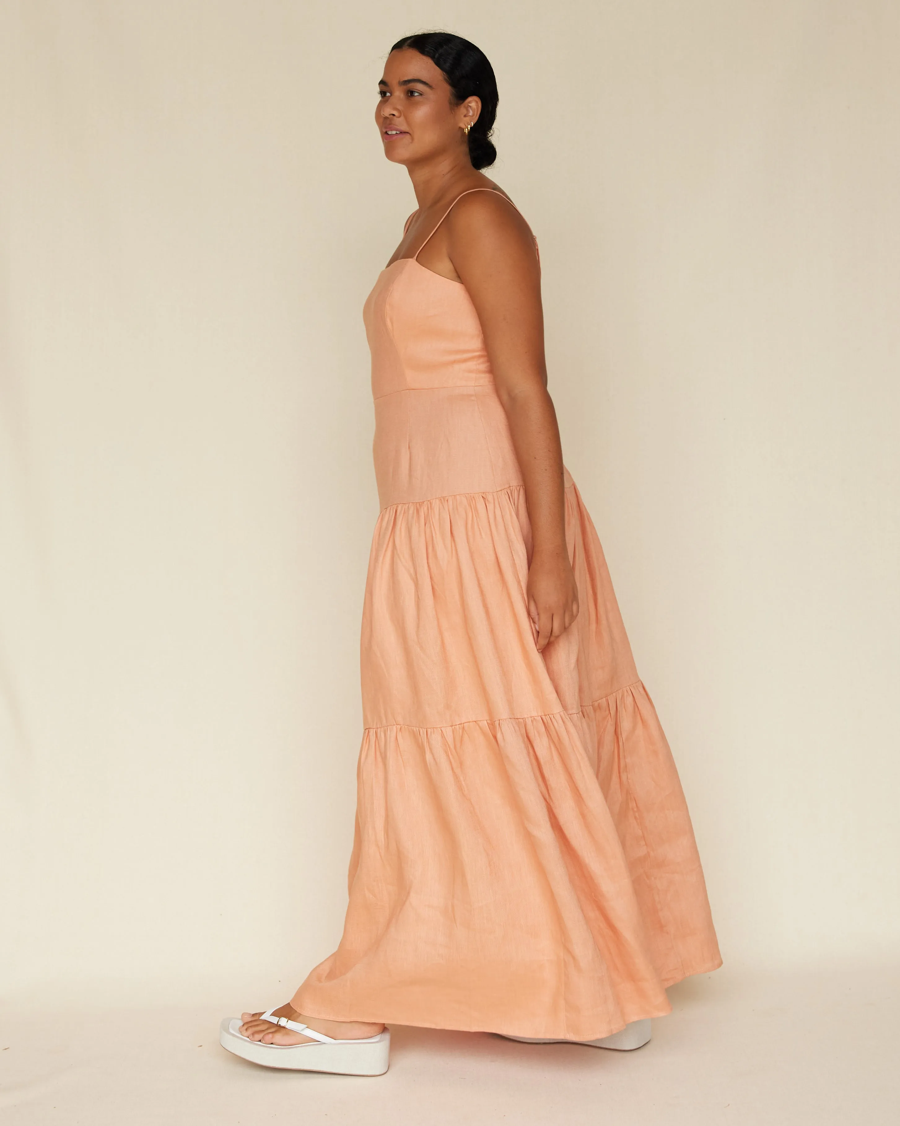 Sorrento Linen Maxi Dress - Apricot