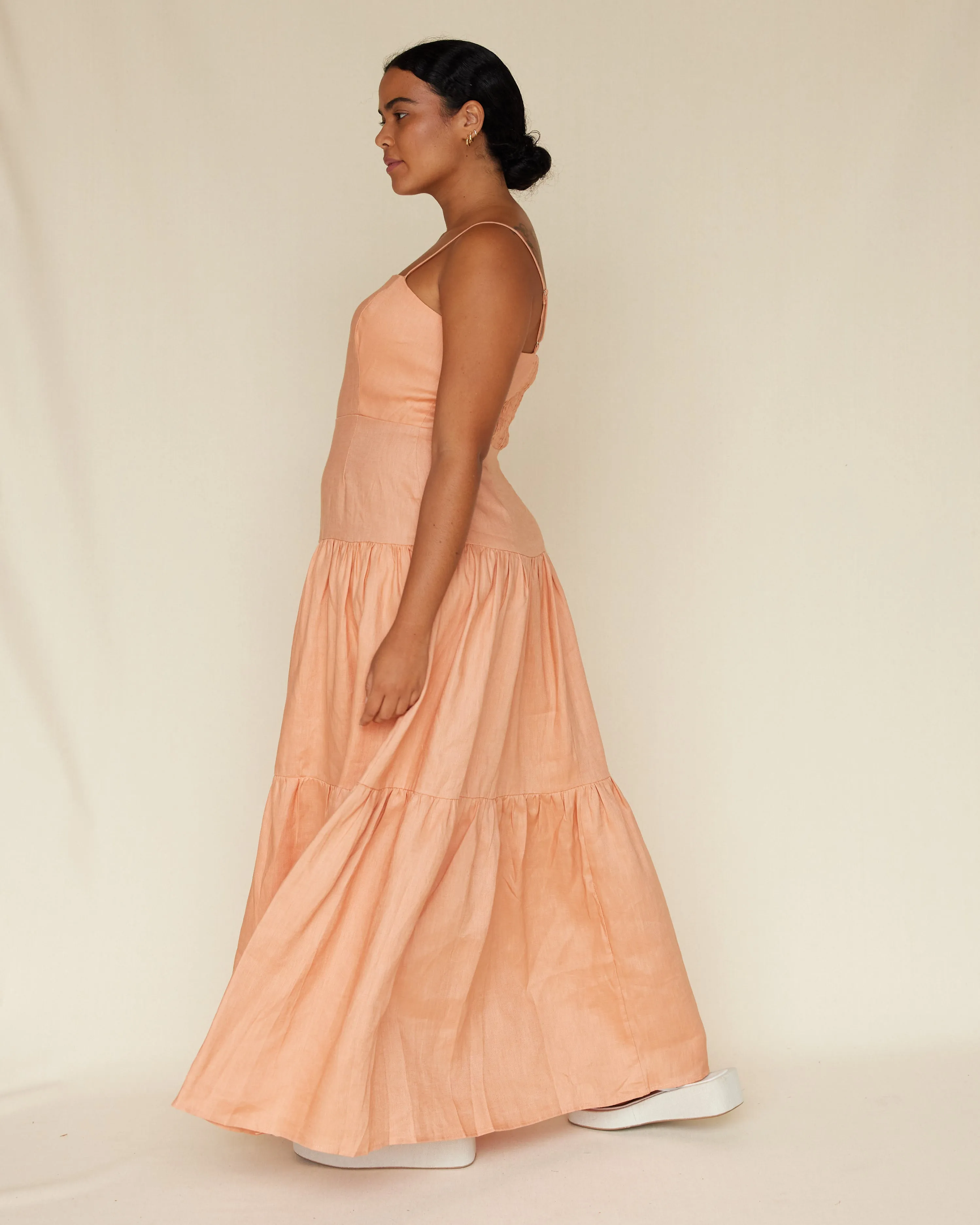 Sorrento Linen Maxi Dress - Apricot