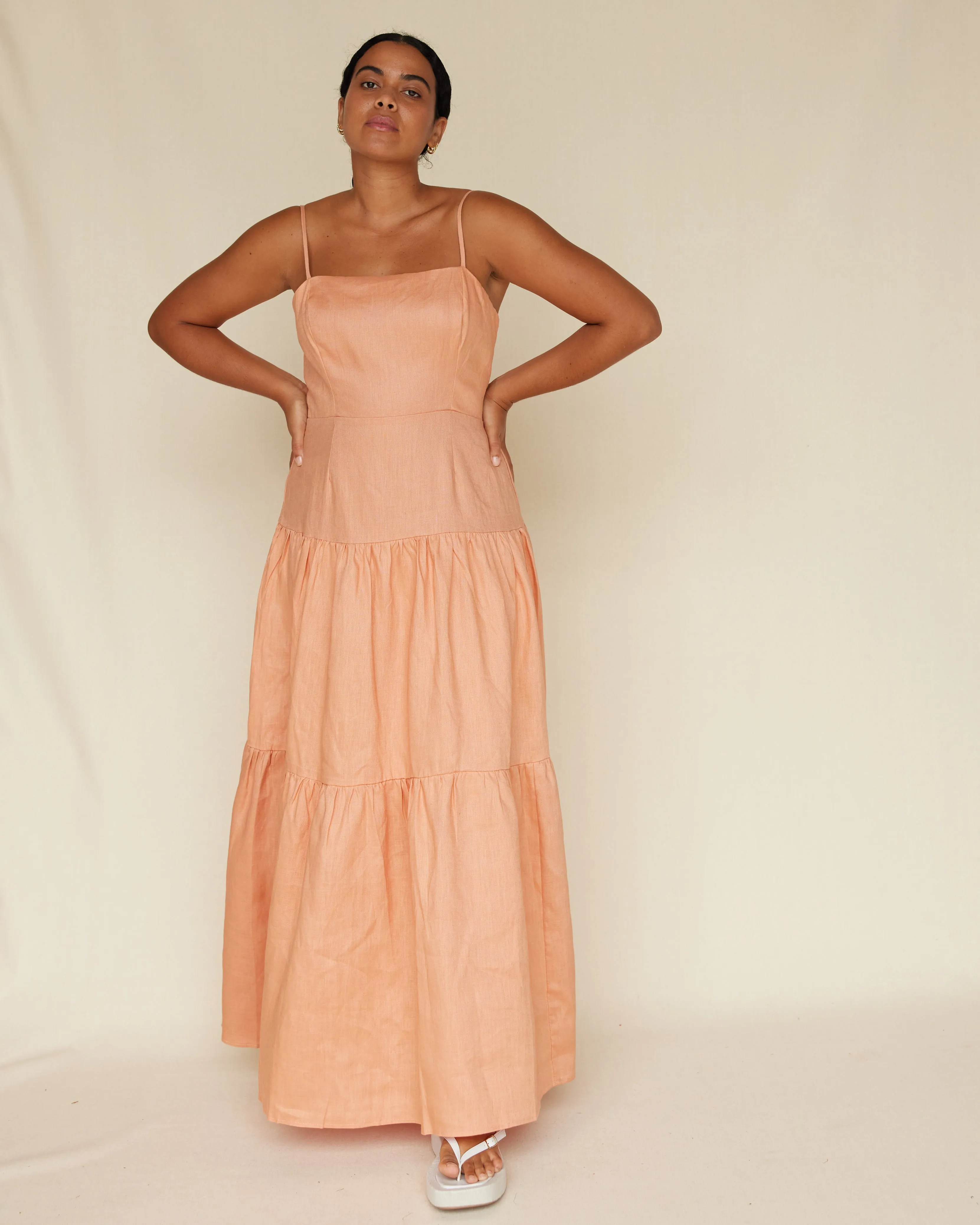 Sorrento Linen Maxi Dress - Apricot