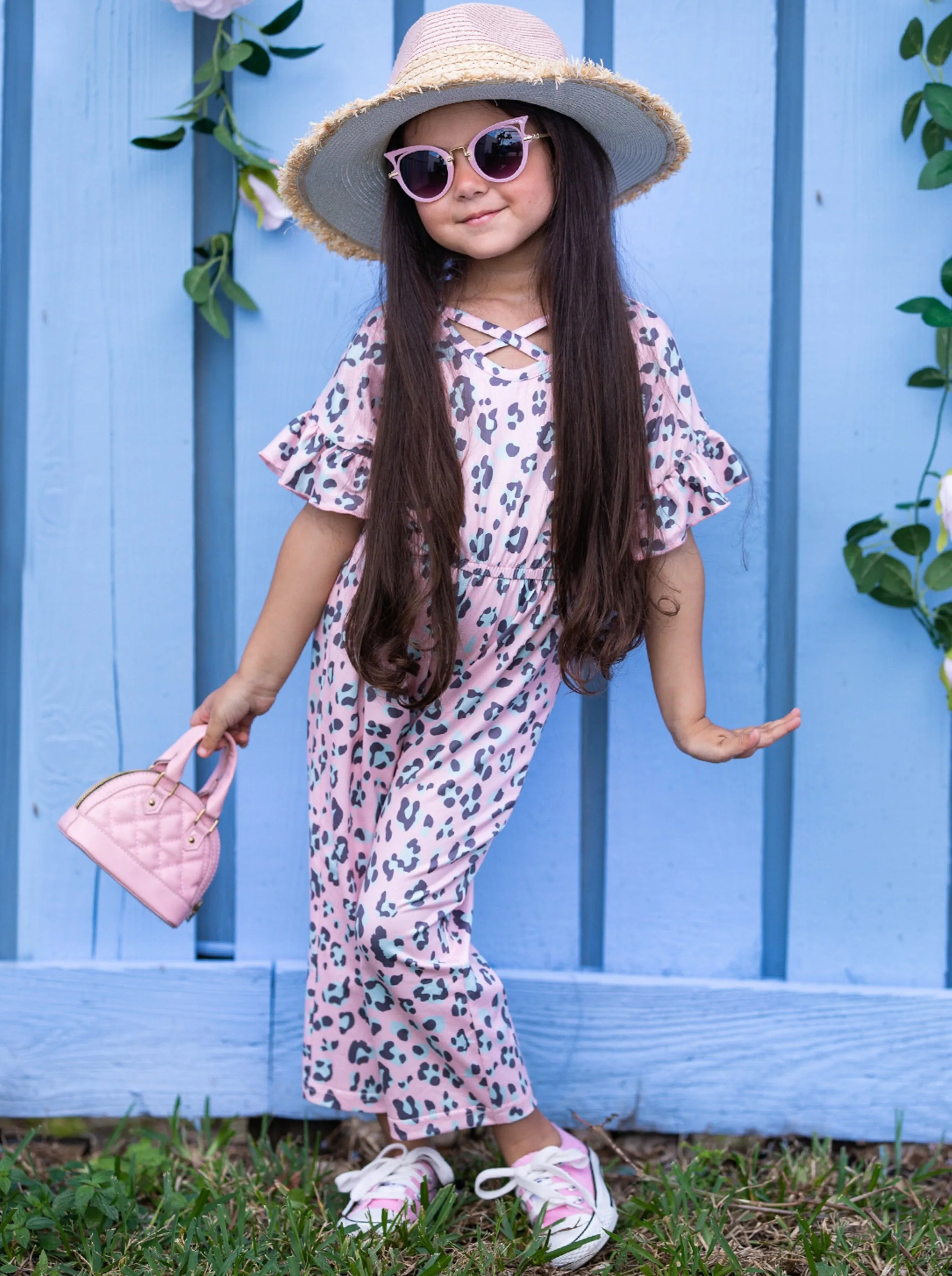 Spotted In Pink Ruffle Sleeve Jumpsuit