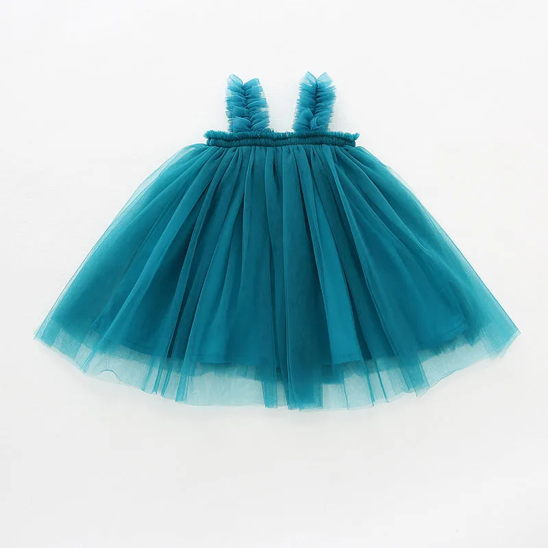 Summer Strap Girls' Mesh Skirt Dress
