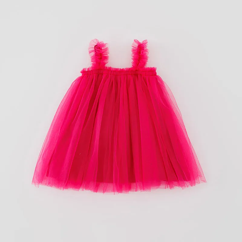 Summer Strap Girls' Mesh Skirt Dress