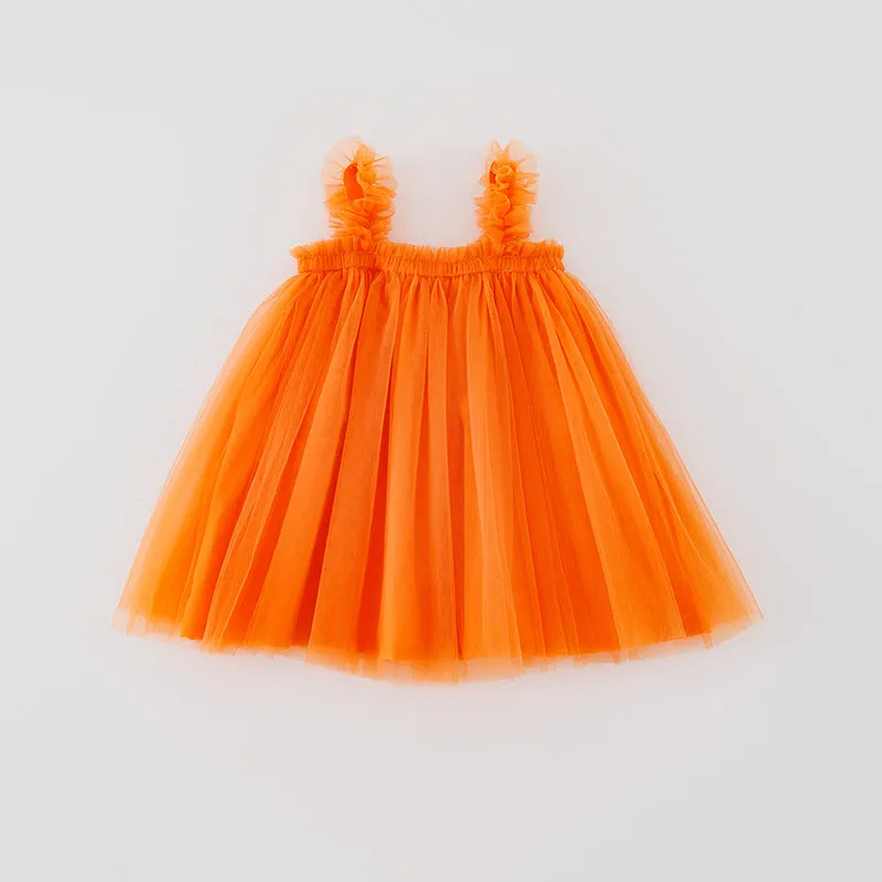 Summer Strap Girls' Mesh Skirt Dress