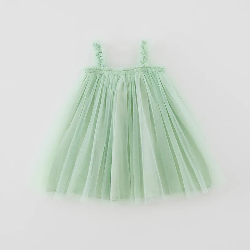 Summer Strap Girls' Mesh Skirt Dress