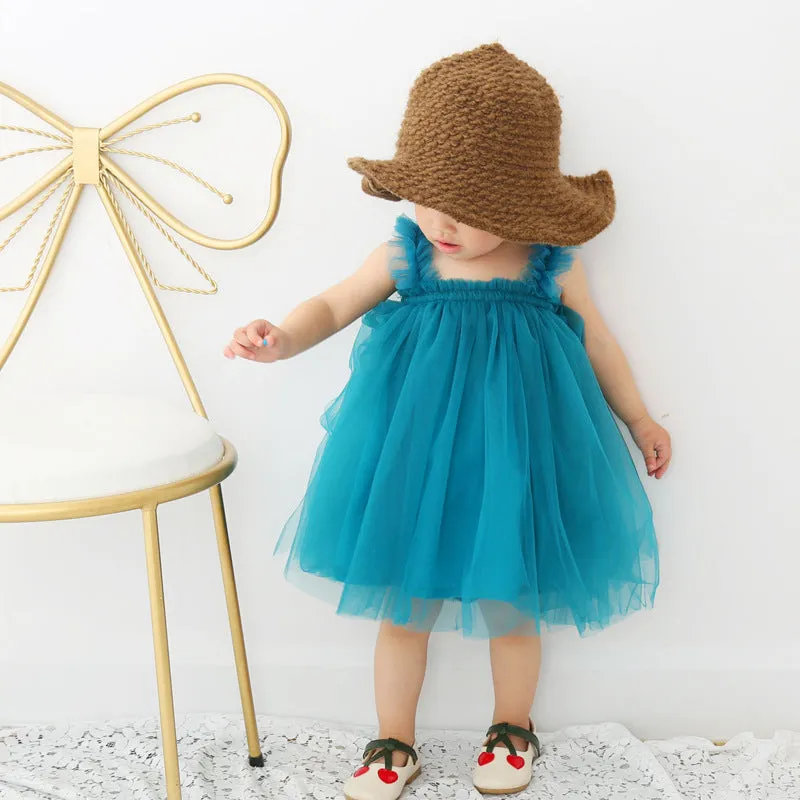 Summer Strap Girls' Mesh Skirt Dress