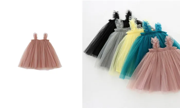 Summer Strap Girls' Mesh Skirt Dress