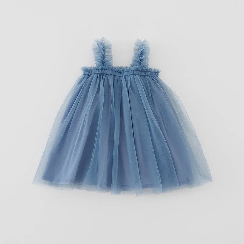 Summer Strap Girls' Mesh Skirt Dress