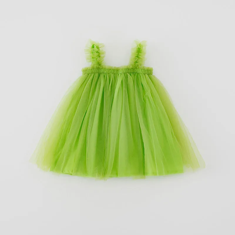 Summer Strap Girls' Mesh Skirt Dress