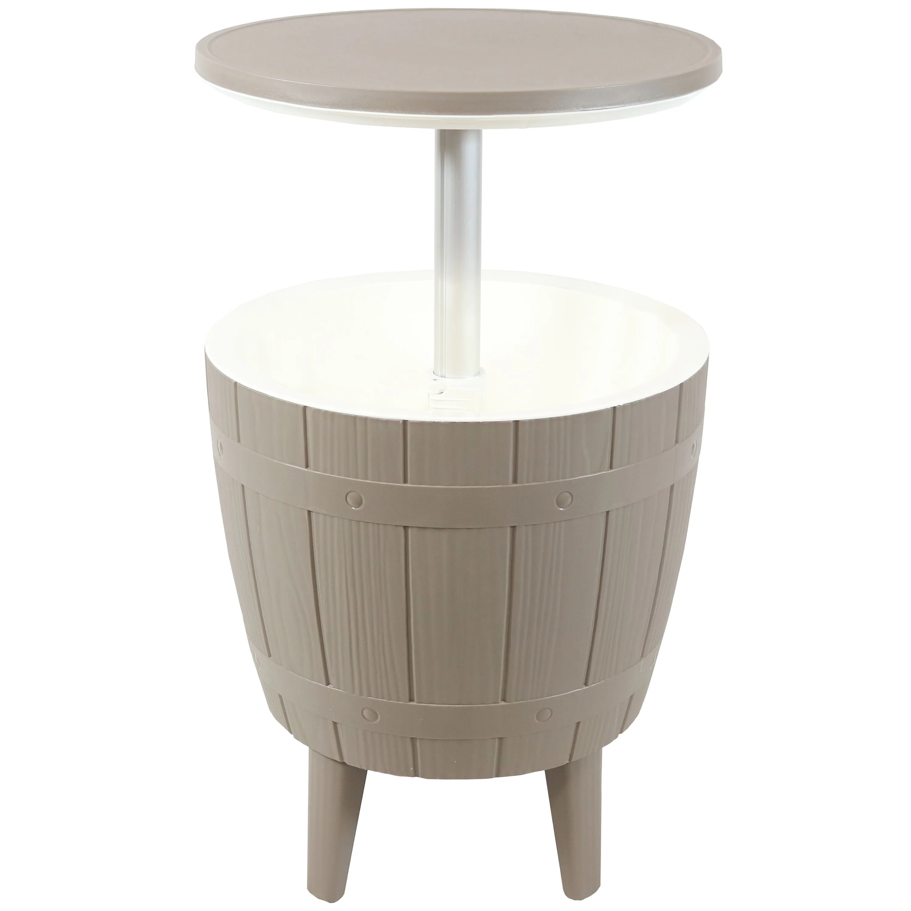 Sunnydaze 3-in-1 Faux Wood Outdoor Bar Table with Cooler - Driftwood
