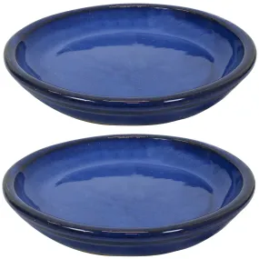 Sunnydaze Set of 2 Glazed Ceramic Planter Saucers