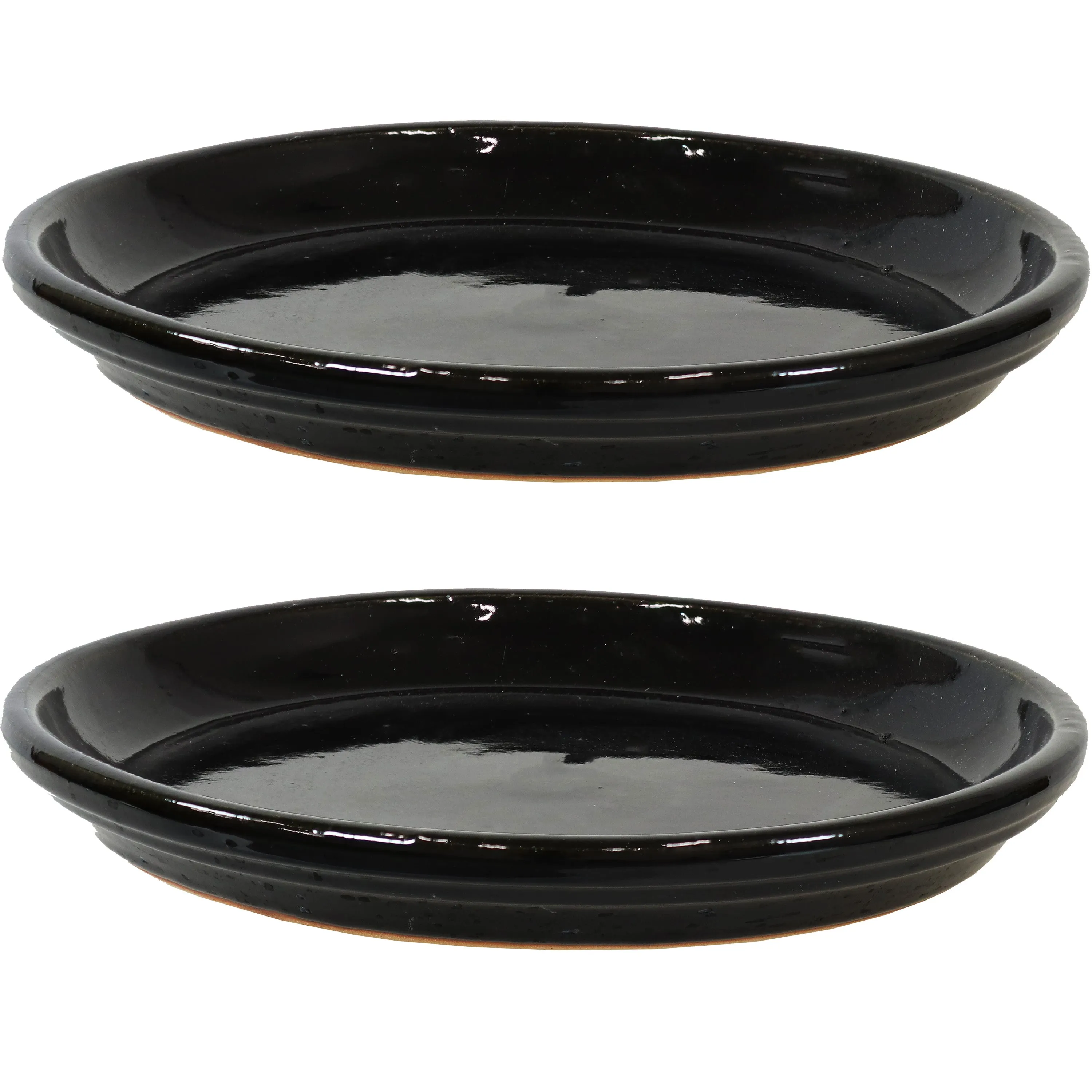Sunnydaze Set of 2 Glazed Ceramic Planter Saucers