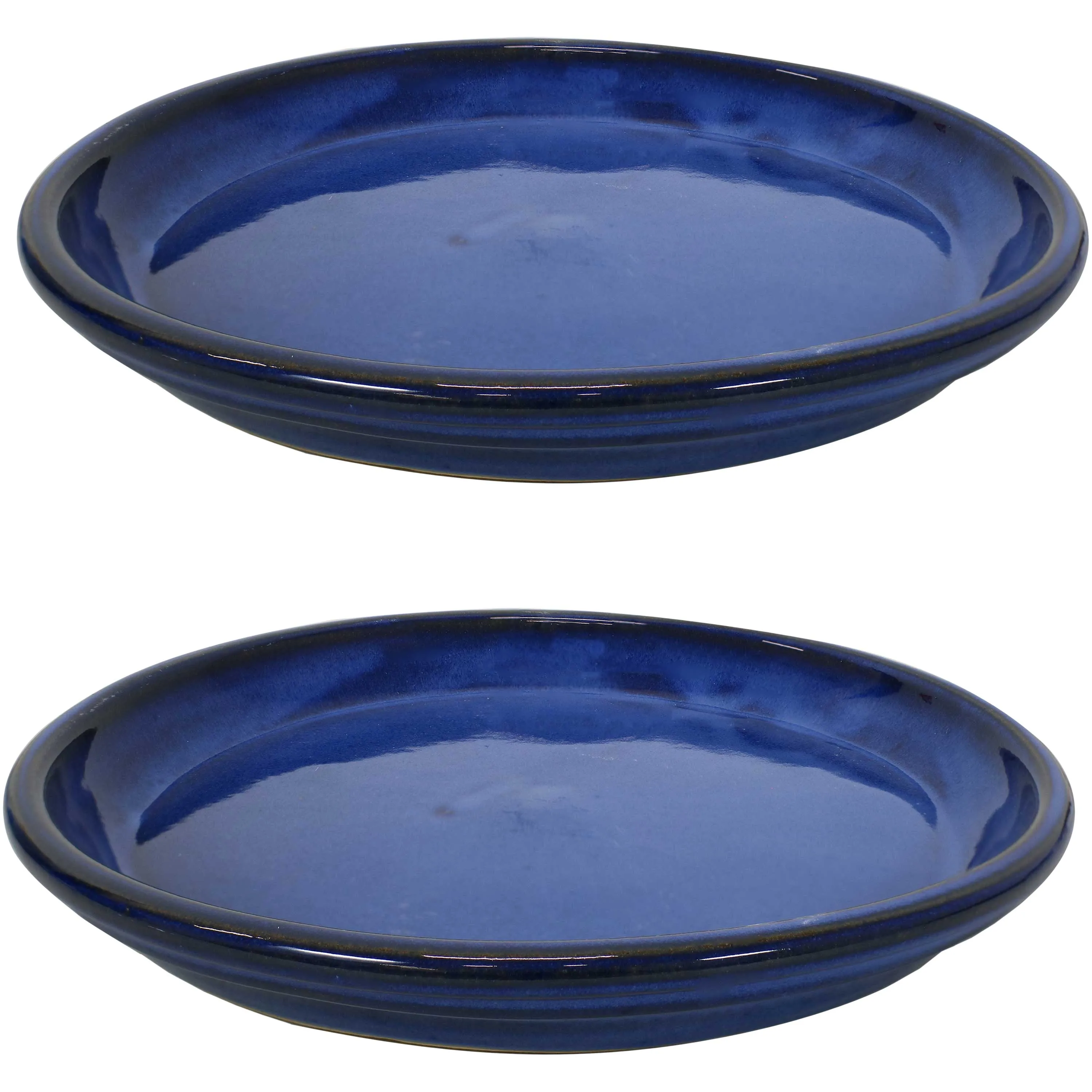 Sunnydaze Set of 2 Glazed Ceramic Planter Saucers