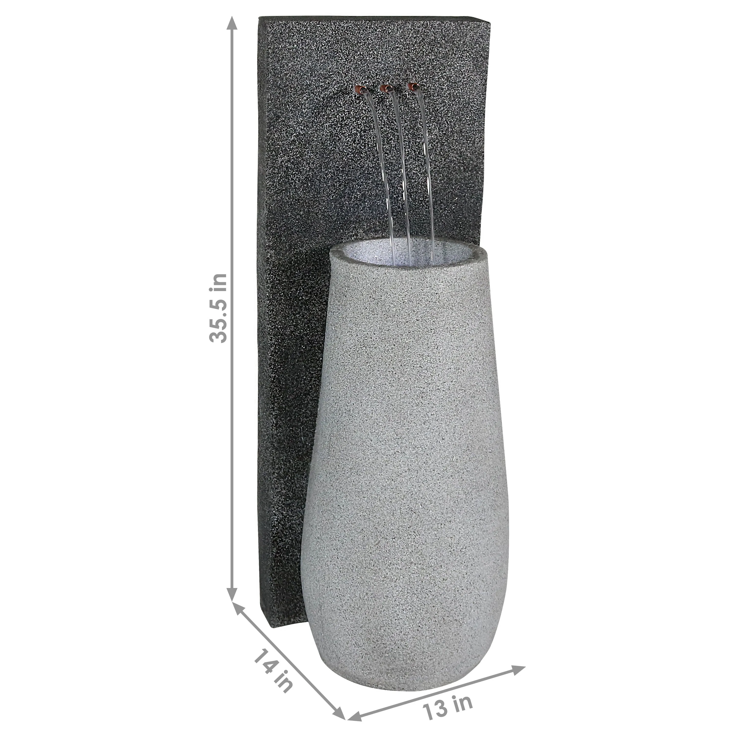 Sunnydaze Three Stream Monterno Outdoor Fountain with LED Light - 35"