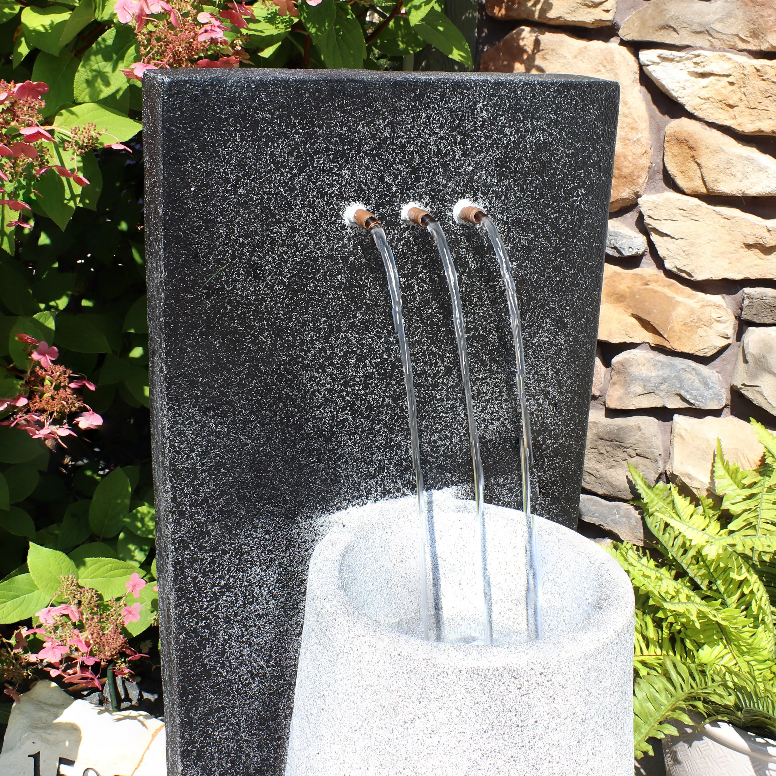 Sunnydaze Three Stream Monterno Outdoor Fountain with LED Light - 35"