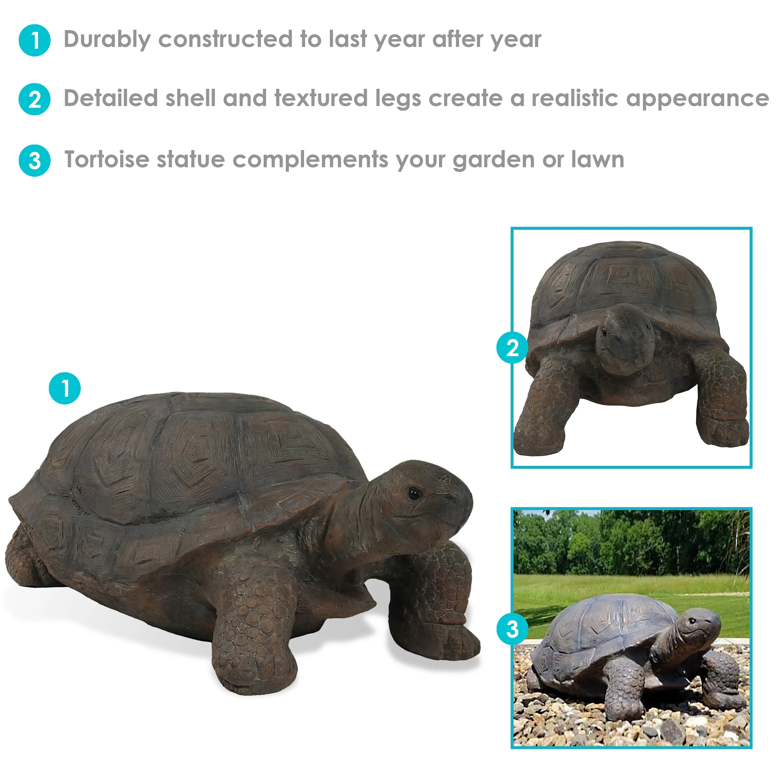 Sunnydaze Todd the Tortoise Indoor/Outdoor Garden Statue - 30"