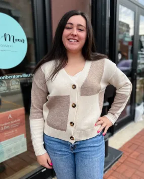 Taupe/Cream Colorblock Cardigan