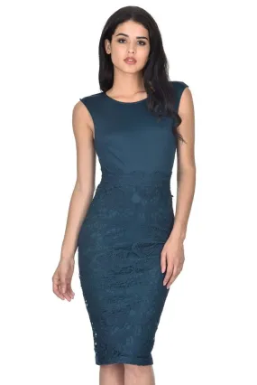 Teal Crochet Skirt Midi Dress